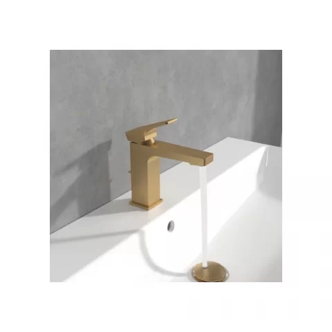 Baterie lavoar Villeroy&Boch Architectura Square auriu periat cu ventil Pop-Up