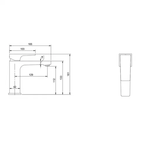 Baterie Lavoar Villeroy&Boch Architectura Square, negru mat, ventil Pop-Up