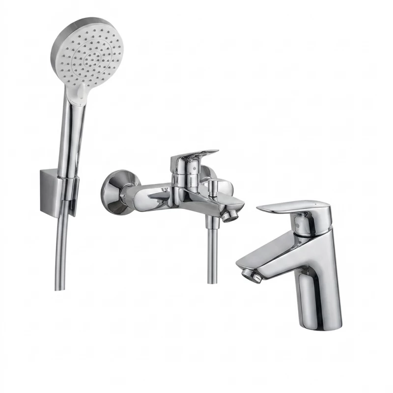 Set baterii 3in1 Hansgrohe Logis baterie lavoar, cada si set de dus Crometta
