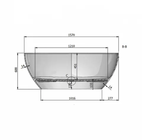 Cada freestanding Fluminia Etna,157 x 70 x h60 cm, alb mat fara preaplin