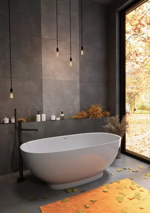 Cada freestanding compozit Coloana Brave 155x75 cm alb lucios
