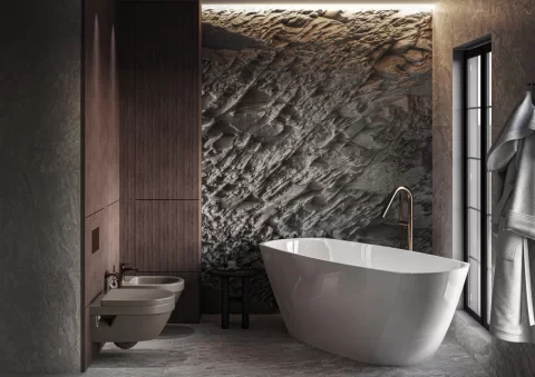 Cada freestanding compozit Coloana Alaska 174.2x77.7 cm alb mat