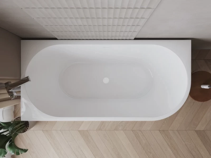 Cada freestanding Coloana Laguna 150x80 cm acril alb stanga