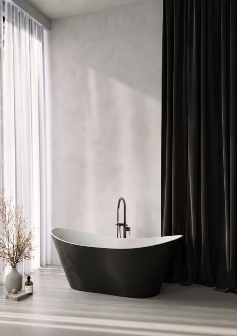 Cada freestanding compozit Coloana Florida 180x75 cm negru mat