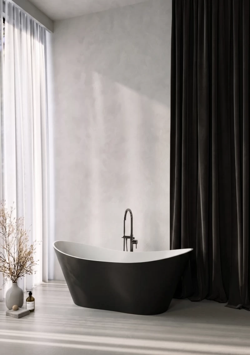 Cada freestanding compozit Coloana Florida 180x75 cm negru mat