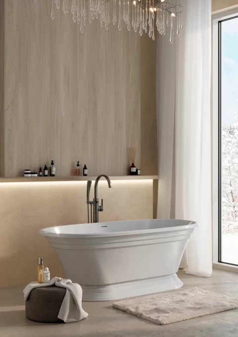 Cada freestanding compozit Coloana Anastasia 175x80 cm alb lucios