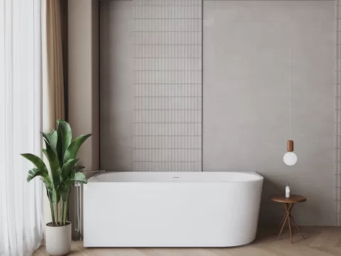Cada freestanding Coloana Laguna 150x80 cm acril alb stanga