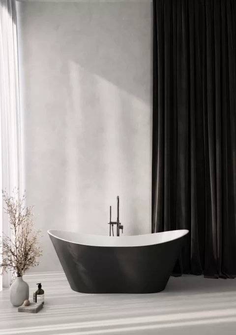 Cada freestanding compozit Coloana Florida 180x75 cm negru mat