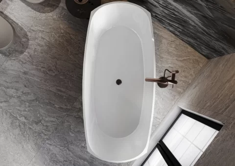 Cada freestanding compozit Coloana Alaska 174.2x77.7 cm alb mat