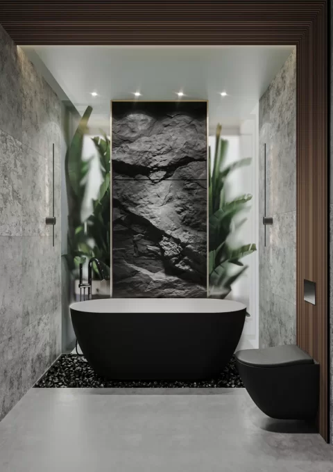 Cada freestanding compozit Coloana Greenland 168x80.5 cm negru lucios