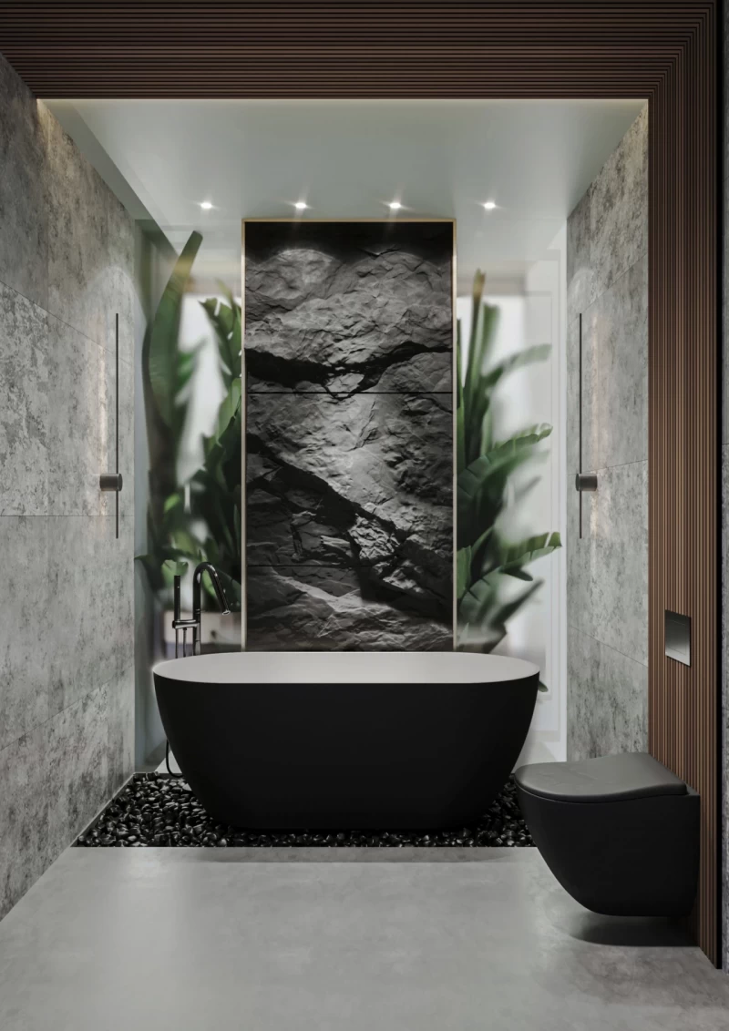 Cada freestanding compozit Coloana Greenland 168x80.5 cm negru lucios