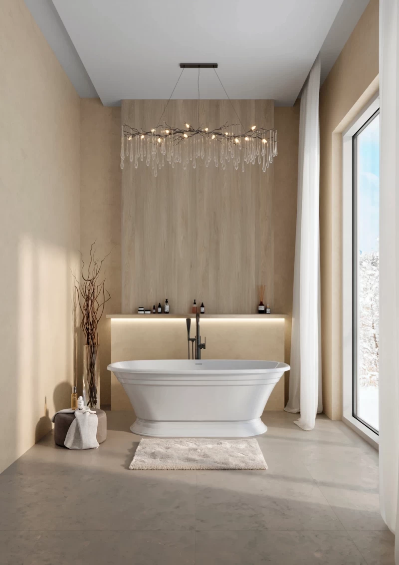 Cada freestanding compozit Coloana Anastasia 175x80 cm alb lucios