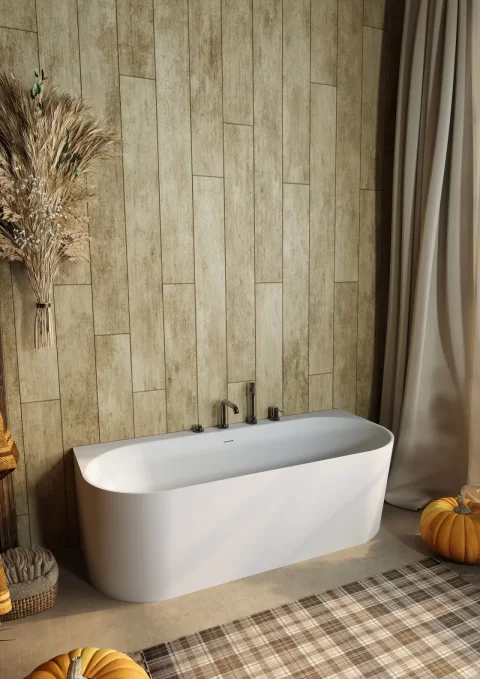 Cada freestanding compozit Coloana Bali 170x75 cm alb lucios