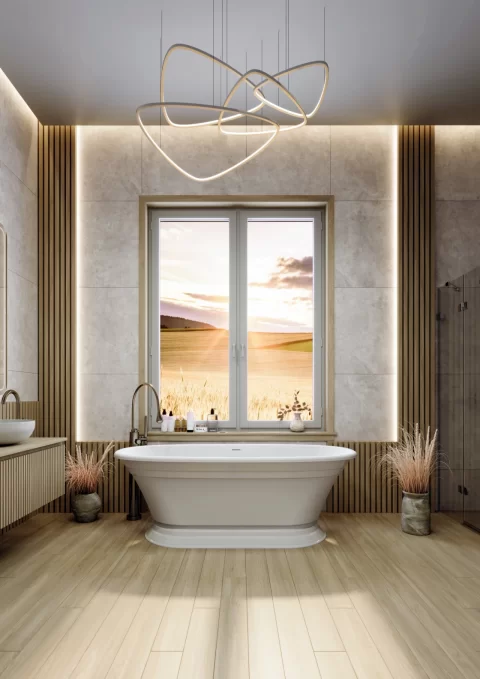 Cada freestanding compozit Coloana Anastasia 175x80 cm alb mat
