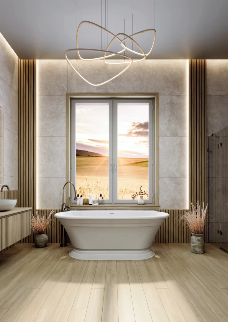 Cada freestanding compozit Coloana Anastasia 175x80 cm alb mat