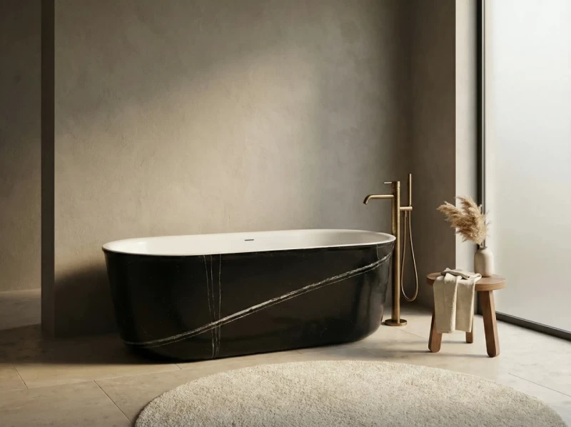 Cada freestanding Coloana Nirvana 170x78 cm acril alb-albastru