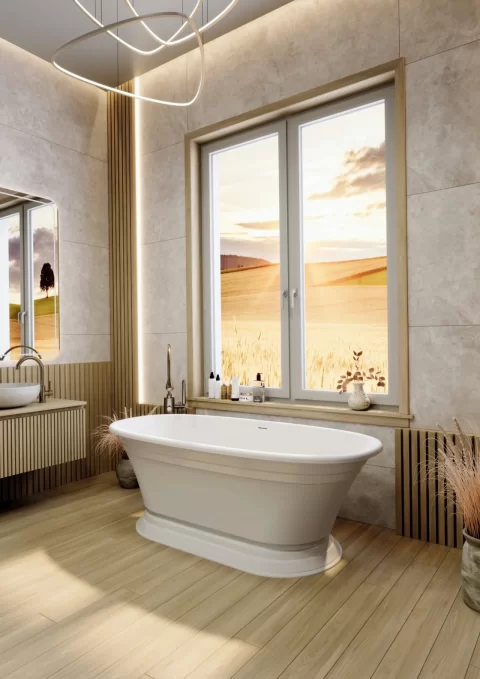 Cada freestanding compozit Coloana Anastasia 175x80 cm alb mat