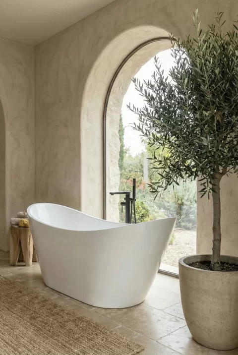 Cada freestanding 160x75, Coloana Vela din acril alb lucios