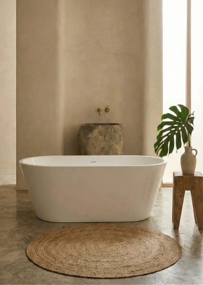 Cada freestanding Coloana Luma 170x75 cm, acril alb