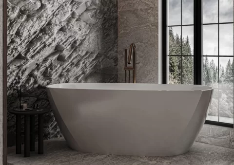 Cada freestanding compozit Coloana Alaska 174.2x77.7 cm alb mat