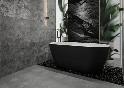 Cada freestanding compozit Coloana Greenland 168x80.5 cm negru lucios