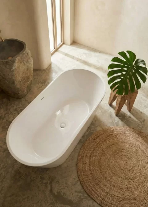 Cada freestanding Coloana Luma 170x75 cm, acril alb