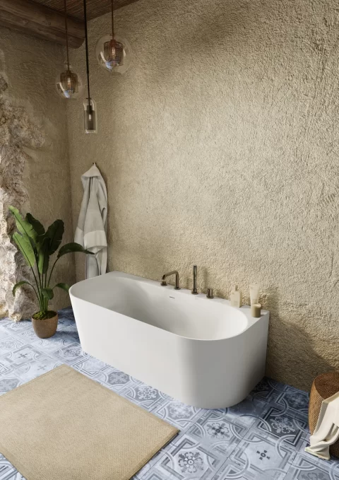 Cada freestanding compozit Coloana Bali 170x75 cm alb lucios