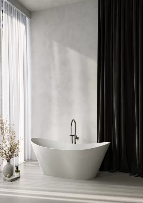 Cada freestanding compozit Coloana Florida 180x75 cm alb lucios