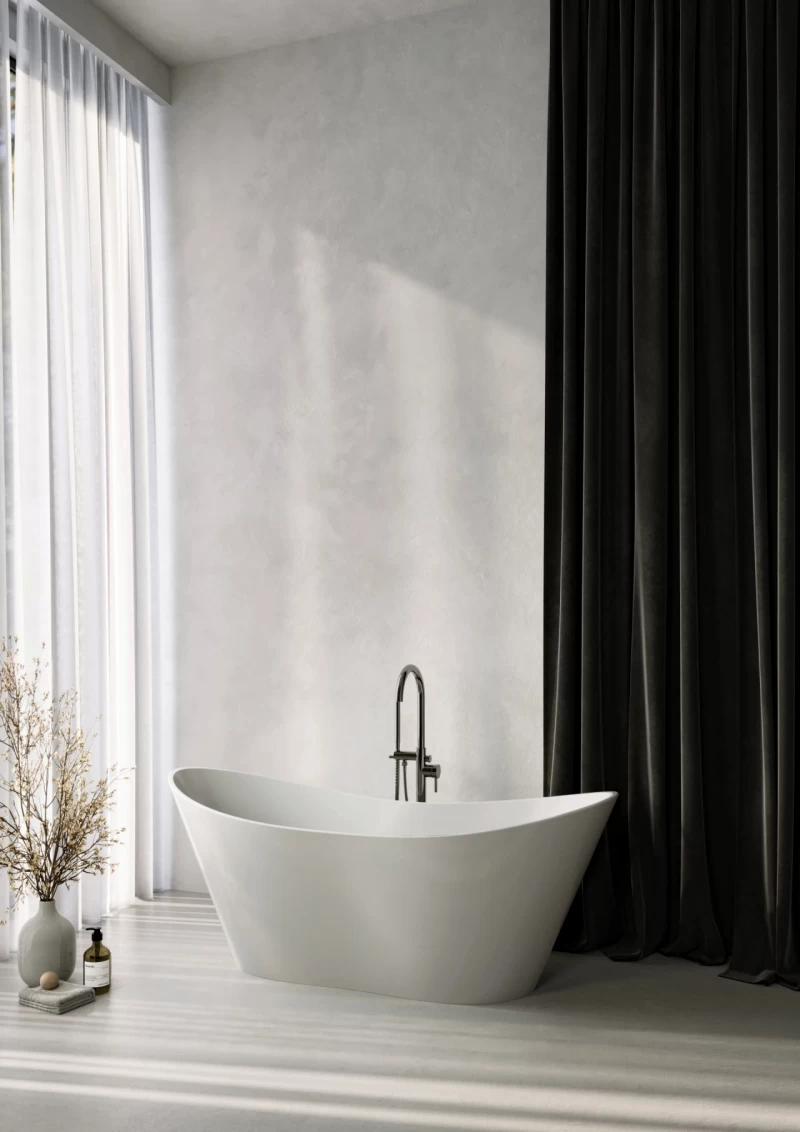 Cada freestanding compozit Coloana Florida 180x75 cm alb lucios