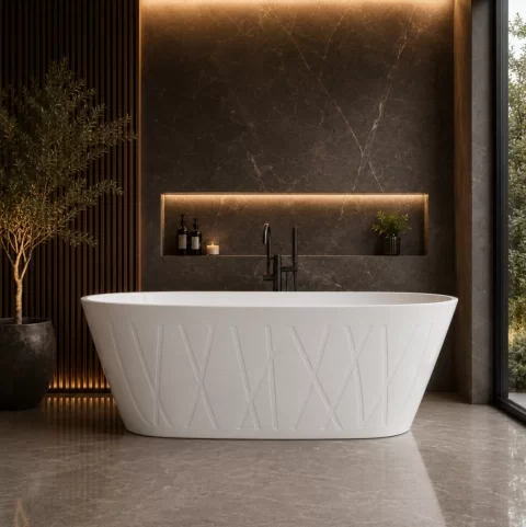 Cada freestanding Sanotechnik Las Vegas 170x80xH56 cm din acril alb 
