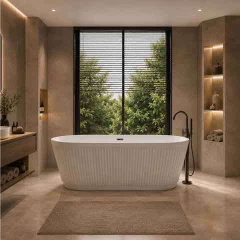 Cada freestanding Sanotechnik Tivoli,170x75x58 cm din acril alb