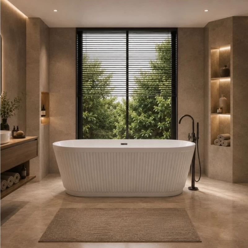Cada freestanding Sanotechnik Tivoli,170x75x58 cm din acril alb