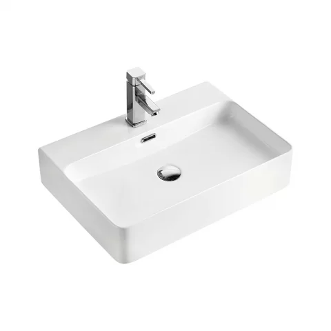 Lavoar pe blat Fluminia, Hermes-60, dreptunghiular, 60 x 42 cm, alb