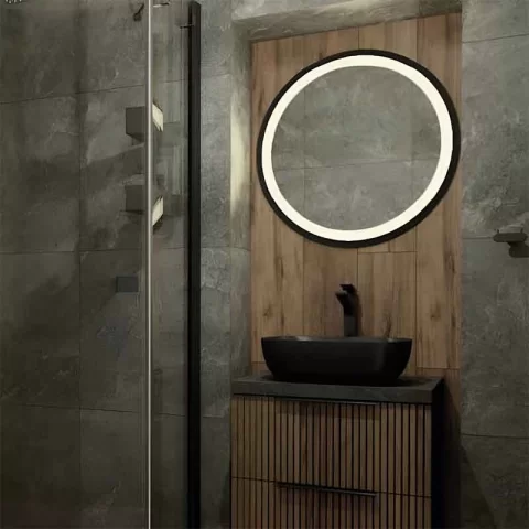 Lavoar pe blat Spectrum, Basta Black, oval, negru mat