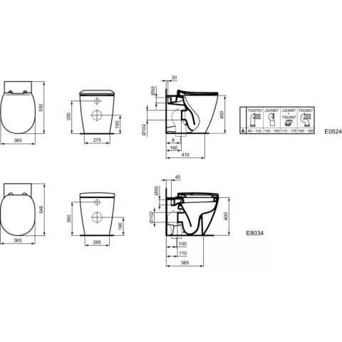 Vas WC pe pardoseala Ideal Standard Connect 36 x 55 cm