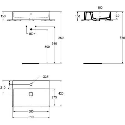 Lavoar cu montaj pe blat Ideal Standard Strada 60x42 cm