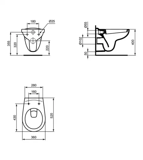 Vas WC Suspendat Ideal Standard Eurovit 52x35xH35.5 cm