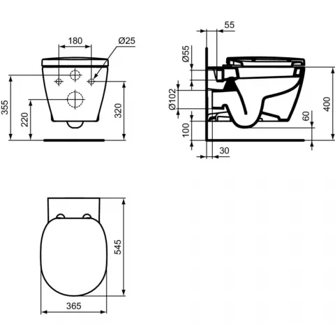 Vas WC suspendat Ideal Standard Connect, 36 x 54 cm