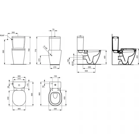 Vas WC Ideal Standard Connect back-to-wall 36x66 cm