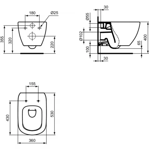 Vas WC suspendat Ideal Standard Tesi AquaBlade 54x37 cm