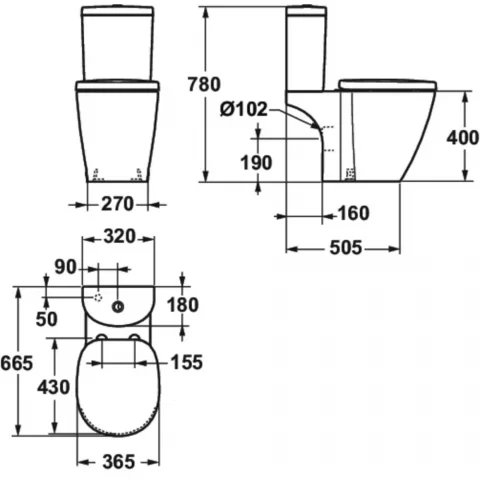 Rezervor WC Ideal Standard Connect Arc alimentare inferioara 3/6 L 