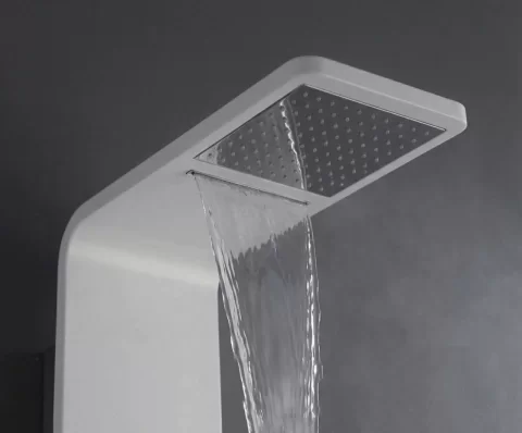 Panel de Dus Alb Lucios cu oglinda si spatiu de depozitare