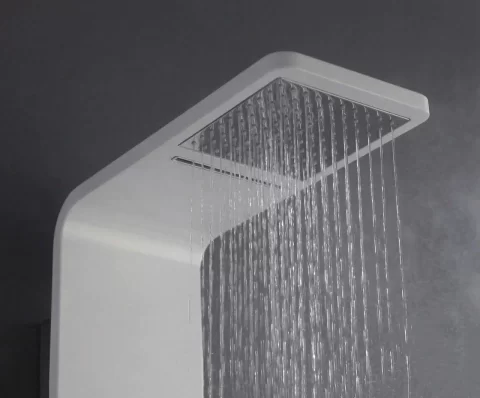 Panel de Dus Alb Lucios cu oglinda si spatiu de depozitare