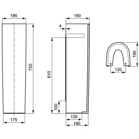Picior lavoar Ideal Standard Connect,19x19x72 cm