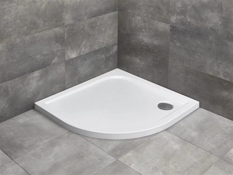 Cadita dus semirotunda Radaway Delos A, 85x85x4,5 cm, acrilica