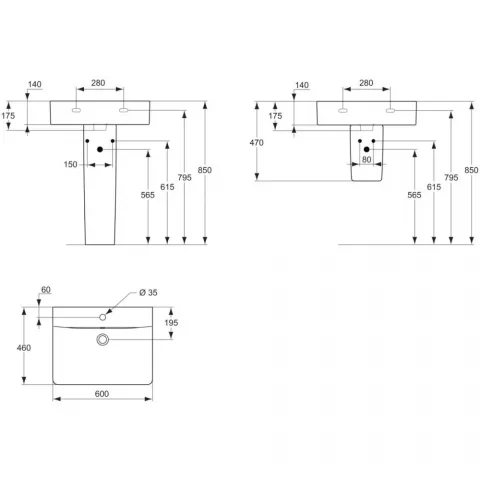 Lavoar Ideal Standard Connect Cube 60x46 cm