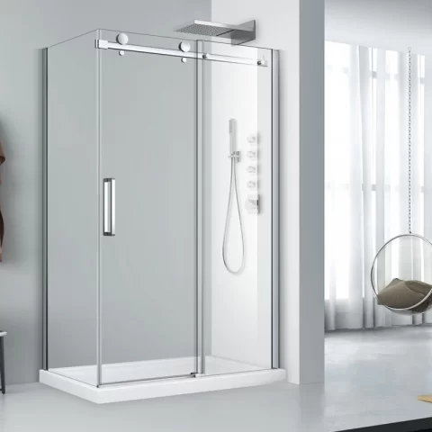 Cabina de dus dreptunghiulara cu usa glisanta crom Fluminia Paloma 100x80