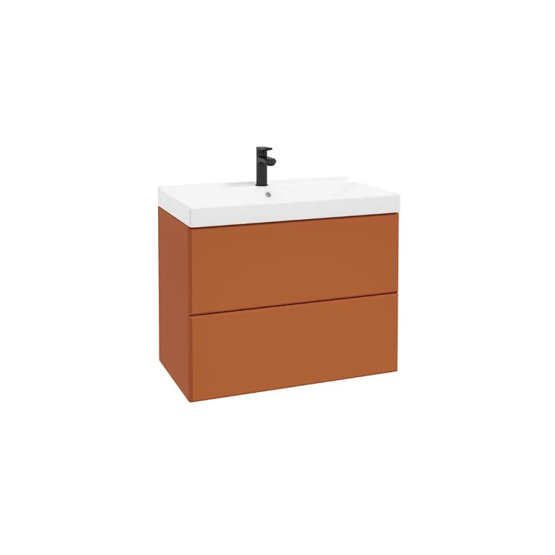 Dulap soft-close,suspendat pentru lavoar maro mat Defra MO-RE 80 cm