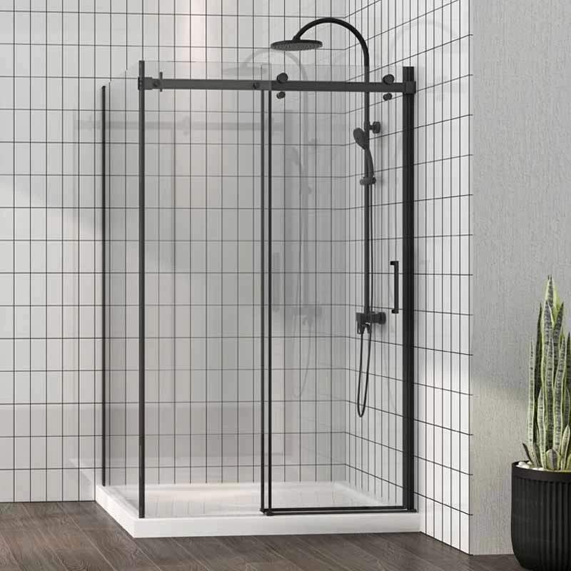 Cabina de dus Fluminia, Panda Black, dreptunghiulara 100 x 80 cm, negru mat