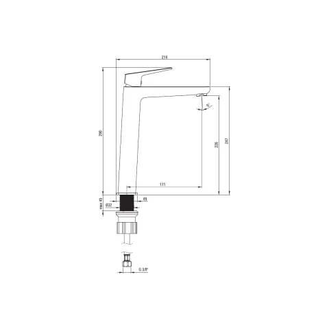 Baterie lavoar inalta Deante Blur, 29cm alb